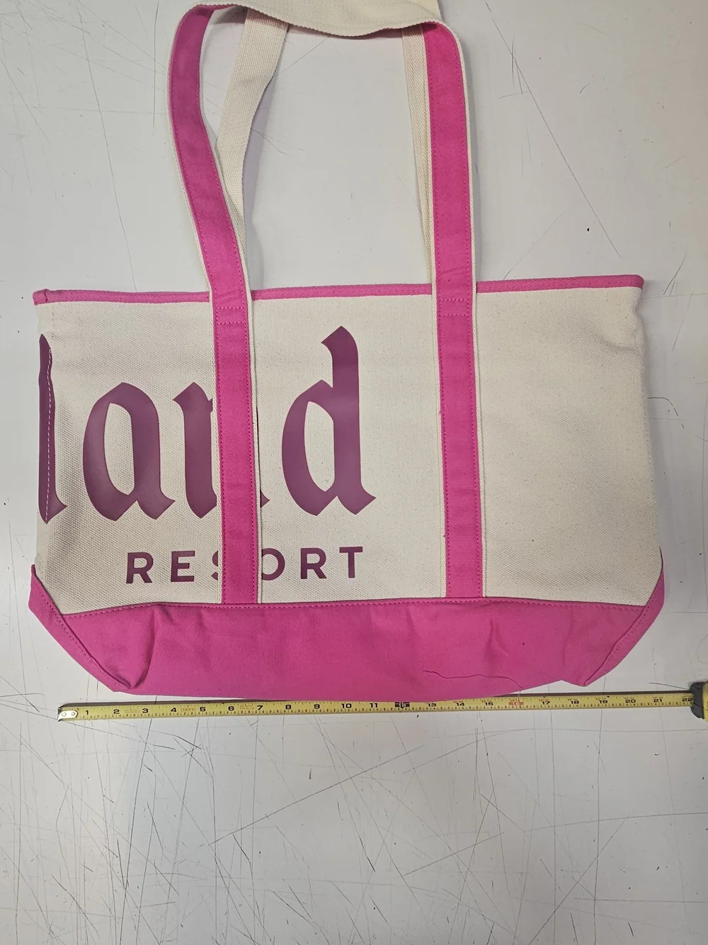 Pink Canvas Tote Bag with Logo Detail